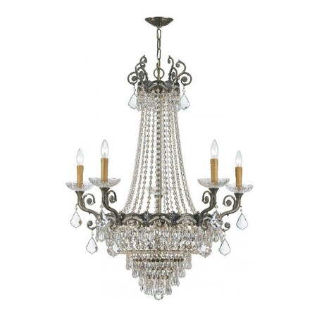 Crystorama Five Light Historic Brass Up Chandelier 1486-HB-CL-SAQ